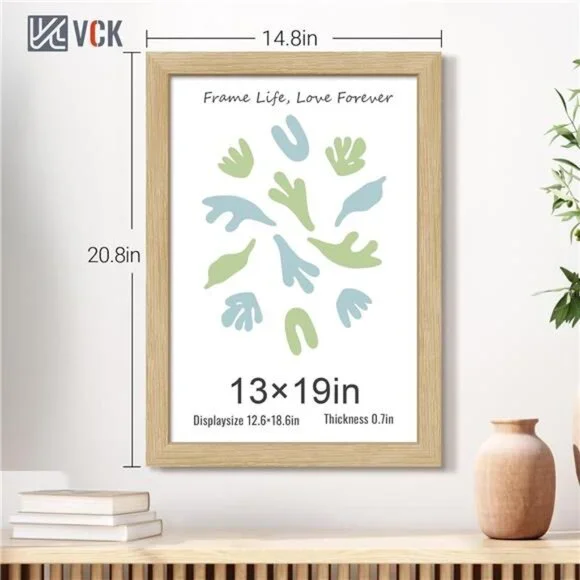 New 13x19 Oak Wood Frame for Poster & Picture, Natural Solid Wood Photo Frames